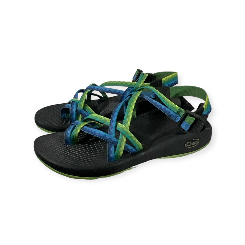 CHACO ZX2 Yampa Fresh Blue & Green Women's Sz 7 Double Toe Strap Used EUC